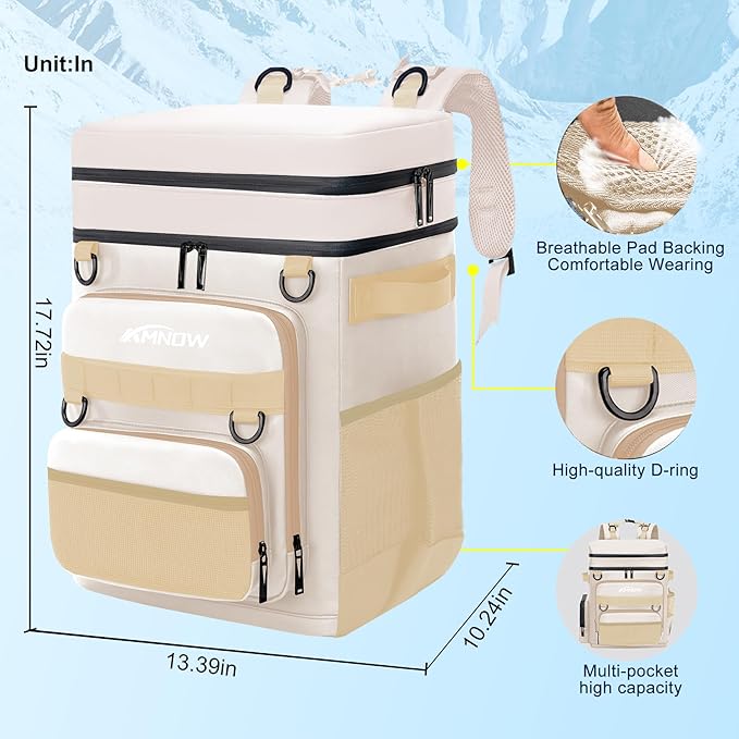 Backpack Cooler Insulated Leak Proof for Men Wowen 36 Cans Soft Cooler Backpack Insulated Waterproof Large Capacity Coolers Bag Portable for Lunch Camping Travel Picnic Hiking