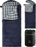 REDCAMP Flannel Sleeping Bag for Adults, Comfortable Cotton Sleeping Bags for Camping with Detachable Hood, Red/Grey/Blue/Black