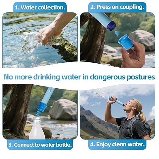 2 Pcs Water Filter Coupling Compatible with LifeStraw, Easy Drinking & Sharing, Unique Thread Fits 28mm Water Bottles & Bags, Portable Adapter Kit for Water Filtration System, Hiking Gear
