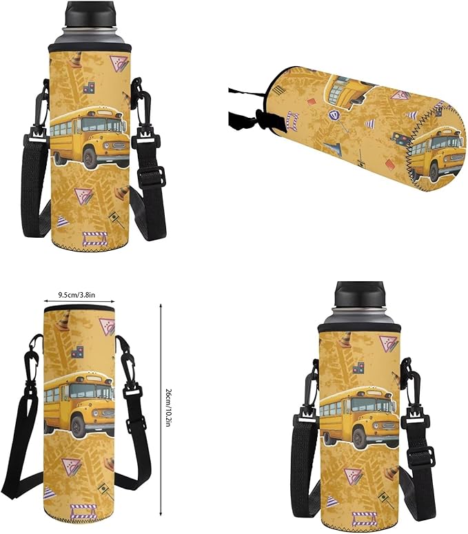 School Bus Backpack and Lunch Box Set Boys Lightweight Kids Backpack Elementary School 4 in 1 Set for Primary Kids Casual Daypack Tote Bags