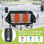 Nice C Heated Camping Chair with Battery, Outdoor Heated Folding Chairs, Double Padded Camping Chair for Adults, Camping Couch, with Cooler Bag, 2 Power Banks Included (Black&Grey)