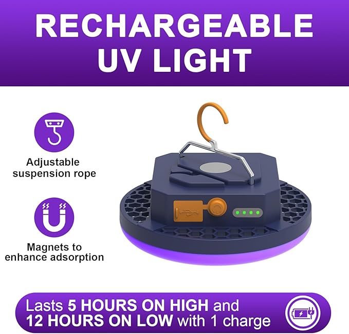 2pcs 10000mAh Rechargeable 3000LM Tent Light Camping Light, 6500K 24Hours Long Play Time , Outdoor Night Market Light Night Fishing Light Emergency Lights for Hurricane Tsunami disasters (UV)