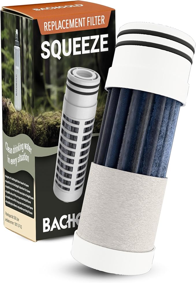 Water Filter Camping – Bachgold Foldable Squeeze Portable Water Filter for Hiking, Backpacking & Emergency Use | Ultralight Outdoor Filtration Bottle, Swiss Design
