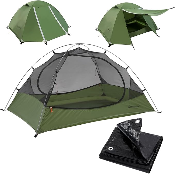 Clostnature Lightweight Backpacking Tent - 9’10'' x 9’10'' x 5'11'' Camping Tent with Matching Waterproof Tent Footprint, 6 Person Waterproof Tent with Camping Tarp for Outdoor, Hiking