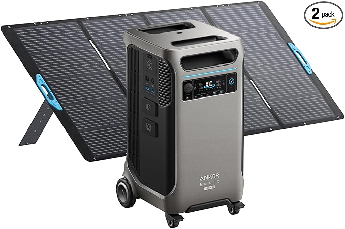 Anker SOLIX F3800 Plus Portable Power Station (Upgraded Version) with 400W Solar Panel, 3840Wh, 3,200W Solar Input, Generators for Home Use, Works with Generator, For Power Outages, and Emergencies