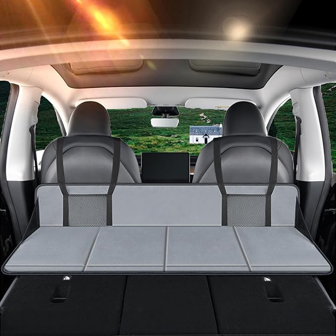 Car Rear Seat Mattress Extension Plate, Portable Mattress for Sleeping, Foldable Back Seat Extender, Increase Travel Trunk Space and Car Bed Camping Space for SUV/Model Y/3