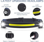 AlpsWolf LED Headlamp Rechargeable, 2 XPE LED and COB LED Head Lamp, Motion Sensor, 260° Wide Beam, IPX4 Waterproof, Rechargeable Headlight for Camping Accessories (2 Pack)