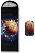 AILONEN Sports Basketball Sleeping Bag for Kids Boys,Warm and Cool Weather,Lightweight,Waterproof Backpacking,3D Galaxy Ball Print Sleeping Bag for Camping