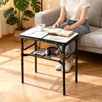 Folding TV Trays Foldable Dinner Tray Table Adjustable Height Food Snack Eating Couch Side Table Study Aluminum Portable Sofa Tray End Table for Outdoor Indoor Camp Pinic Bed Couch Living Room(Marble)