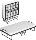 Zenzy Twin Folding Bed with Mattress, CertiPUR-US Certified 4" Mattress Topper & Sturdy Metal Frame, Fold Up Bed for Guest/Bedroom/Office/Camp, 75" x 38", Black