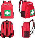 First Aid Backpack Empty, Red Waterproof Emergency Backpack, Portable Large Capacity Empty Medical First Aid Bag for Car Home Office Outdoor Travel Hiking Camping
