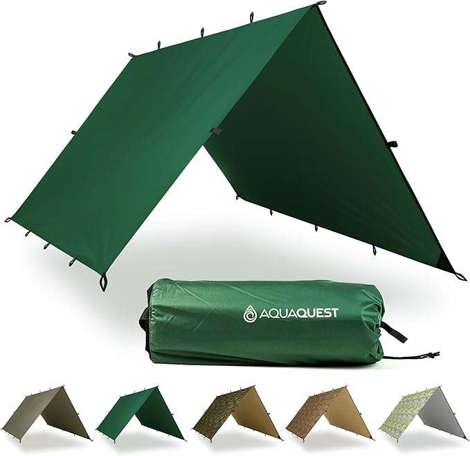 AquaQuest Defender Tarp – Heavy-Duty Waterproof (20,000 mm) Seam-Taped Rain Fly for Camping, Bushcraft & Survival
