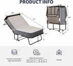 Folding Bed with Memory Sponge Mattress, 75 x 46 Rollaway Bed for Adult, Comfortable Fold Up Portable Sleeping Guest Cot Beds, Perfect for Camping, Travel, Nursing in Hospital - Upgraded