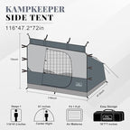 KAMPKEEPER Canopy Side Tent, Camping Canopy Tent for 10x10 Pop Up Canopies, Cube Tents, Gazebo Room Compatible with 10' Wide Canopies(Canopy Not Included)