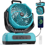 30000mAh Portable Camping Fan with RGB Lantern, Rechargeable Battery Powered Oscillating 4 Wind Speeds LED Display, Remote Control Timer Tent Beach Cordless USB Fans for Travel Home Outdoor, Blue