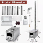 H&ZT Sauna Hot Tent Stove, Portable Wood Burning Stove with Stone Box & 9 Chimney Pipes, Outdoor Rocket Stove Heater for Dry Sauna, Cooking & Winter Heating