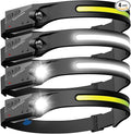 Headlamp Rechargeable LED (4 Pack) 230° Wide Beam, USB-C Lightweight Head Lamp, Long Runtime, Water-Resistant for Camping, Hiking, Running, Fishing, Repair Work