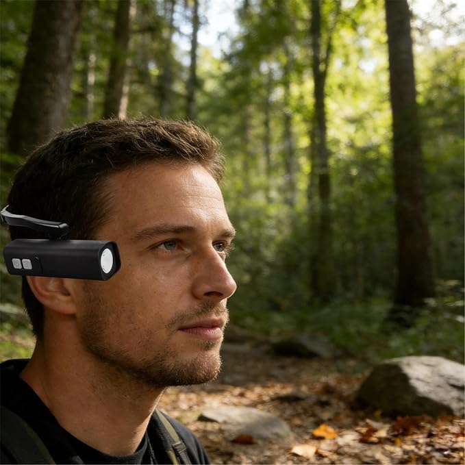 1000Mah Rechargeable Ear Mounted Headlamp With Motion Sensor, Adjustable Brightness For Fishing, Camping, Running, Portable Head Light