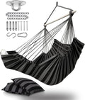 ADVOKAIR Hanging Hammock Chair Large Swing Chair with Foot Rest and Hardware,Max 500lbs,Steel Spread Bar with Anti Slips, 2 Cushions and Side Pocket,Indoor/Outdoor Use…