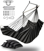 ADVOKAIR Hanging Hammock Chair Large Swing Chair with Foot Rest and Hardware,Max 500lbs,Steel Spread Bar with Anti Slips, 2 Cushions and Side Pocket,Indoor/Outdoor Use…