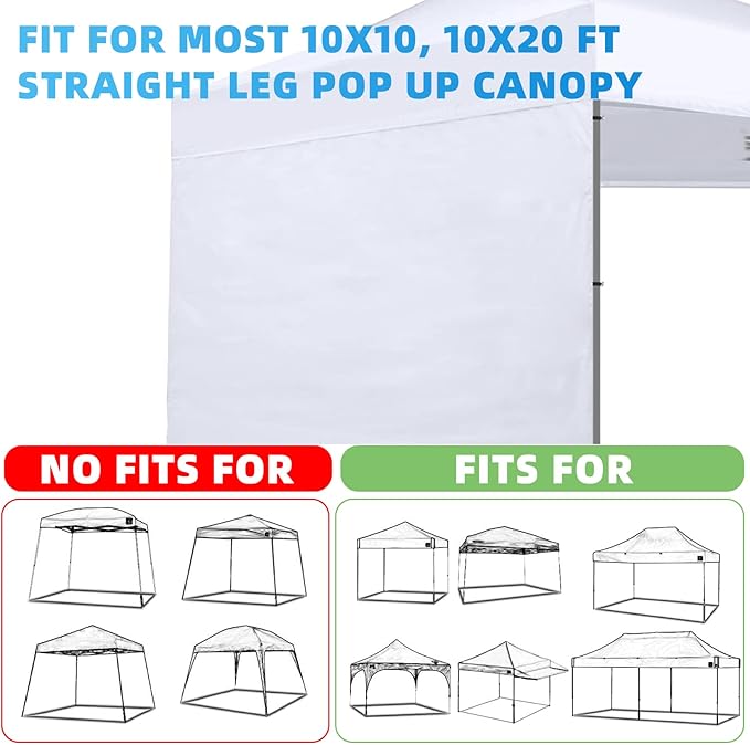 Joramoy Instant SunWall for 10x10 Pop Up Canopy, Canopy Walls 10x10 for Outdoor Instant Canopies,1 Pack Sidewall Only (White)
