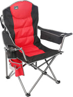 Northroad Oversized Camping Chair, Full Padded Outdoor Folding Chair Support 350 LBS, Heavy Duty Lawn Chair w/Cup Holder, Cooler Bag, Lumbar Support for Adult-Black