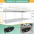 COBIZI 10x20 Pop Up Canopy Tent, Outdoor Party Tent with 6 Sidewall One Push Setup Glow, 3 Adjustable Height Air Vent Waterproof UPF50+, Bag, 4 Sandbag, 6 Stake, 12 Rope for Beach, Commercial