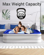 Queen Air Mattress with Built in Pump 18"Raised Inflatable Mattress Queen Airbed Blow Up Mattress Luxurious Comfort for Home and Guests 80"*60"*18"Air Bed 3 Mins Fast Inflate/Deflate 660lbs Max