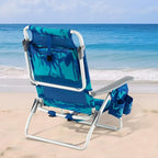 Tangkula Set of 4 Backpack Beach Chair, 5-Position Lay Flat Beach Chairs with Cooler Bag, 2 Cup Holders, Towel Bar, Lightweight Low Folding Beach Chair with Backpack Straps