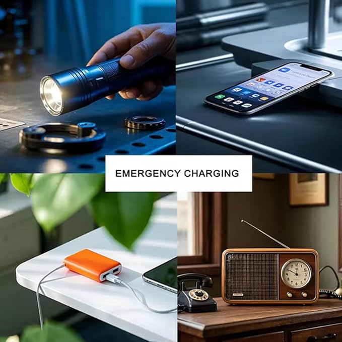 Hand Crank Power Emergency Charger 220V, Portable Outdoor Large Capacity Camping Generator 6600Mah Easy to Store Suitable for Home Power Outages,Off Grid