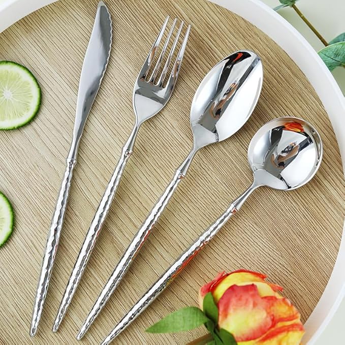 Cutlery Set Pieces Service Stainless Steel Titanium Flatware,Silverware Flatware Cutlery Set, 5/20/30/40/50/60 Pieces Wheat Ears Stainless Steel Tableware Embossed Handle Tableware Hotel Ho