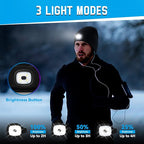 Valentines Day Gifts for Him, Beanie Hats with Light, USB Rechargeable LED Hand Free Headlamp, Birthday Gifts for Men, Women, and Teens, Ideal for Camping, Hiking, 2 Pack, Black