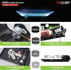 TECHEF - AGNI Portable Butane Gas Stove Burner, Made in Korea (Stove + 4 Butane)
