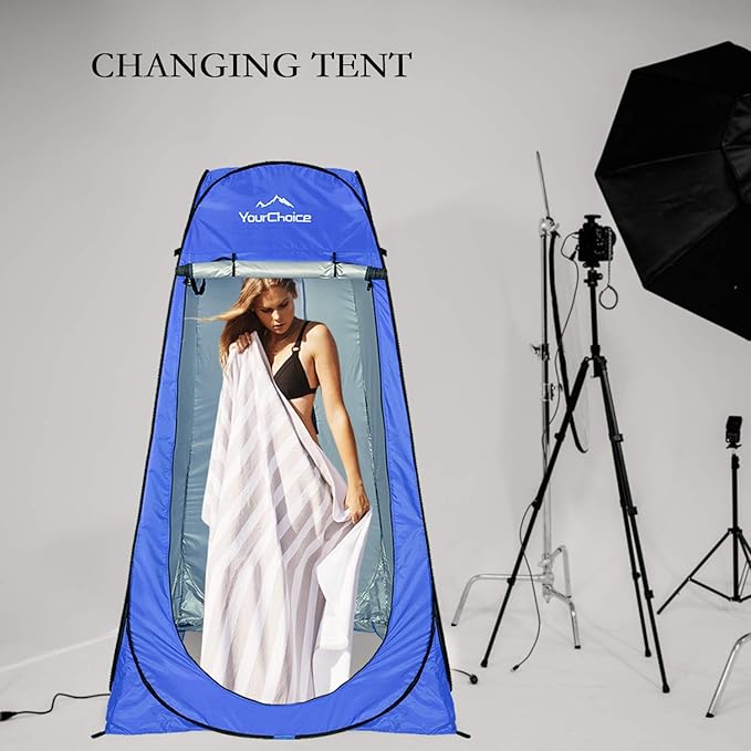 Your Choice Pop Up Privacy Shower Tent, 3.9 x 3.9 x 6.2FT Portable Camping Changing Room, Instant Setup Outdoor Shelter with Silver Coating, Vent Window & Carry Bag for Beach, Hiking & RV | Portable, for Camping, Beach, Hiking, with Carry Bag, Quick Setup