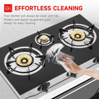 Propane Gas Cooktop,3 Burners Gas Stove portable, 0.28"Tempered Glass, Auto Ignition Camping 3 Burner LPG for RV,Apartments,Outdoor