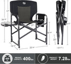 TIMBER RIDGE Lightweight Oversized Camping Chair, Aluminum Directors Chair with Side Table for Outdoor Camping, Lawn, Picnic and Fishing, Supports 400lbs, Black 2PCS