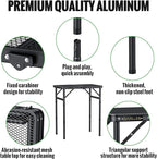GARLLEN 2ft Folding Grill Table Max Capacity 66lbs, 3-Height Adjustable Folding Camping Table with Heat-Resistant Mesh Tabletop, Portable Aluminum Picnic Tables for BBQ, Outdoor, 22.8" L x 15.7" W