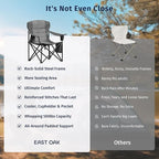 East Oak Oversized Camping Chair | Heavy Duty Camping Chairs | 500LBS Support, 600D Oxford, Cup Holder & Side Pocket | Ideal for Camping, Beach, Sports Events, Backyard & Tailgating | Gray