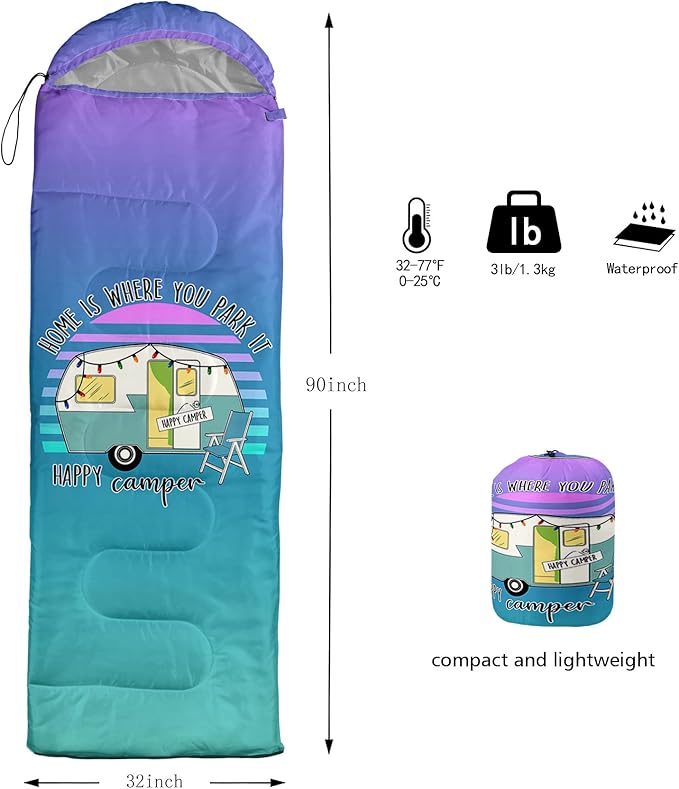HOSIMA Butterfly Sleeping Bags for Adults and Kids for Camping,Black Gothic Ultralight Sleeping Bag for Cold Weather Summer.