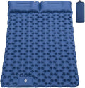 Inflatable Double Camping Mat with Pillow, Build-in Foot Pump Ultralight Sleeping Air Pad for 2 Person, Portable Sleeping Bed Compact for Camping Hiking Backpacking Outdoor (Blue, Double)