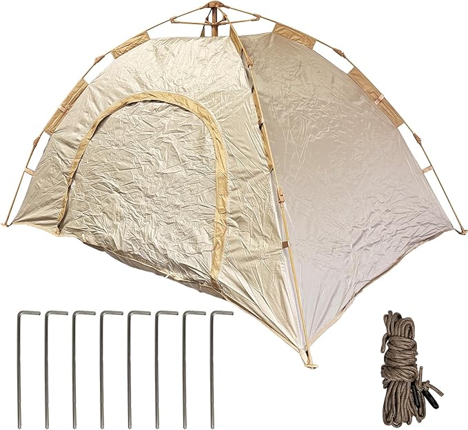 WiseLife Tent with Ropes, Compact Setup for Backpacking Outdoor Activities, Forest Campsites and Beach Camping Outdoors, Beige