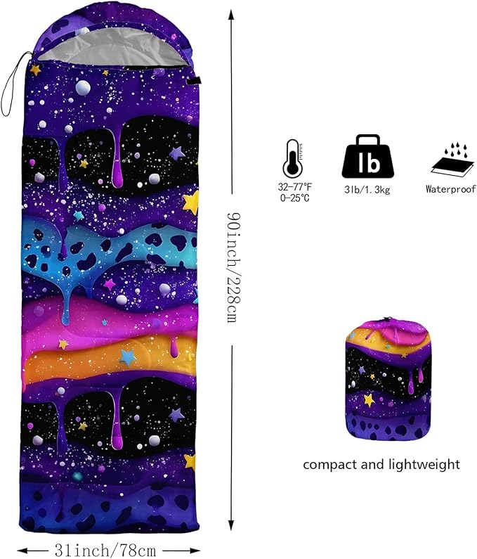 QOOMO Camping Sleeping Bags,3 Season Warm & Cool Weather,Lightweight,Waterproof Sleeping Bags for Adults & Kids,Traveling,and Outdoors,Camping Gear Equipment