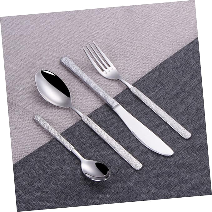 1 Set Household Heavy Mirror Dinnerware Dishwasher Tableware Dinner Forks Outdoor Spoon Kitchen Knives Safe Cutter Travel Duty Serving Stainless Home Knife Steak for Kit Camping Kitchenware