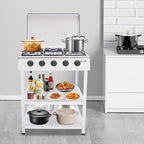 Gas Stove Outdoor Camping Stove, Portable 5-Burner Propane Stove Stand, Freestanding Rectangular Gas Cooktop, Cooking Stove for Rv Apartment Outdoor