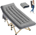 Folding Camping Cot for Sleeping, Portable Cots for Adults, Heavy Duty Cot Bed 550LBS(Max Load), Extra Wider Cots with Large Pocket for Outdoor, Office, Beach