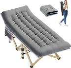 Folding Camping Cot for Sleeping, Portable Cots for Adults, Heavy Duty Cot Bed 550LBS(Max Load), Extra Wider Cots with Large Pocket for Outdoor, Office, Beach