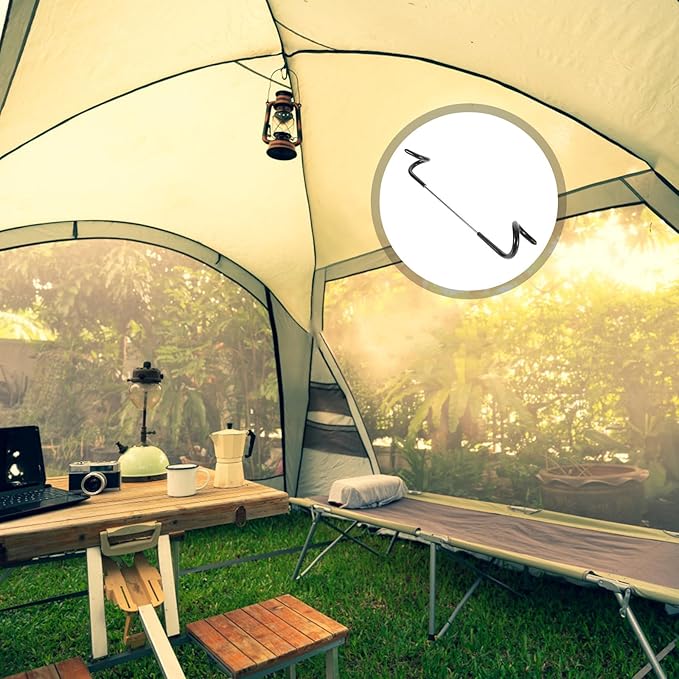 Outdoor Lantern Hook Stainless Steel Tent Lamp Hanger Portable Camping Light Holder Sturdy Outdoor Lamp Hook for Hiking and Backpacking