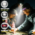 LED Headlamp Flashlight for Adults & Kids, Lightweight, Waterproof Head Lamp with White & Red Light, Comfortable Headband, Perfect for Running, Camping, Hiking, 3 AAA Batteries Included, Purple