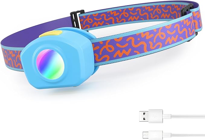 EverBrite LED Headlamp Rechargeable Kids Headlamp with RGB Mode and Adjustable Headband, 3 Modes Multicolor Headlamp for Camping, Reading, Exploring, Halloween, Christmas