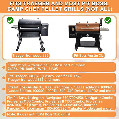 74254 Fire Burn Pot for Austin XL Pit Boss Parts,Pit Boss Pro SER 820-PS1 (Lowes),Traeger Fire Pot Replacement Traeger Ironwood 885, for Traeger,Most Pit Boss & Camp Chef Pellet Grills,Porcelain Steel